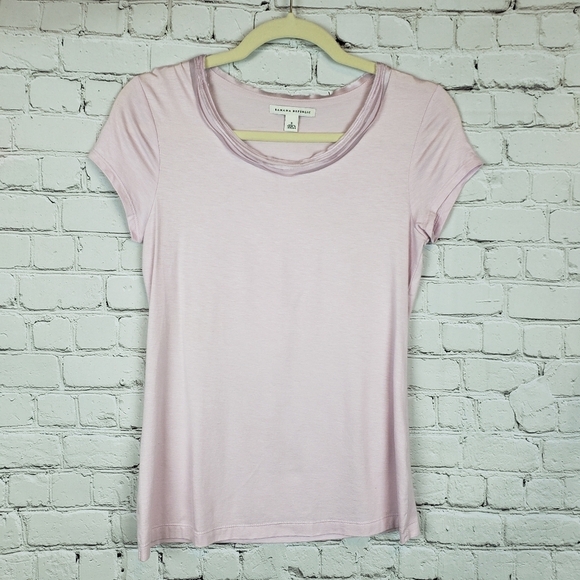 Banana Republic Lilac Scoopneck T Shirt S Raw Layered Edge Very Soft Stretch - Picture 3 of 9